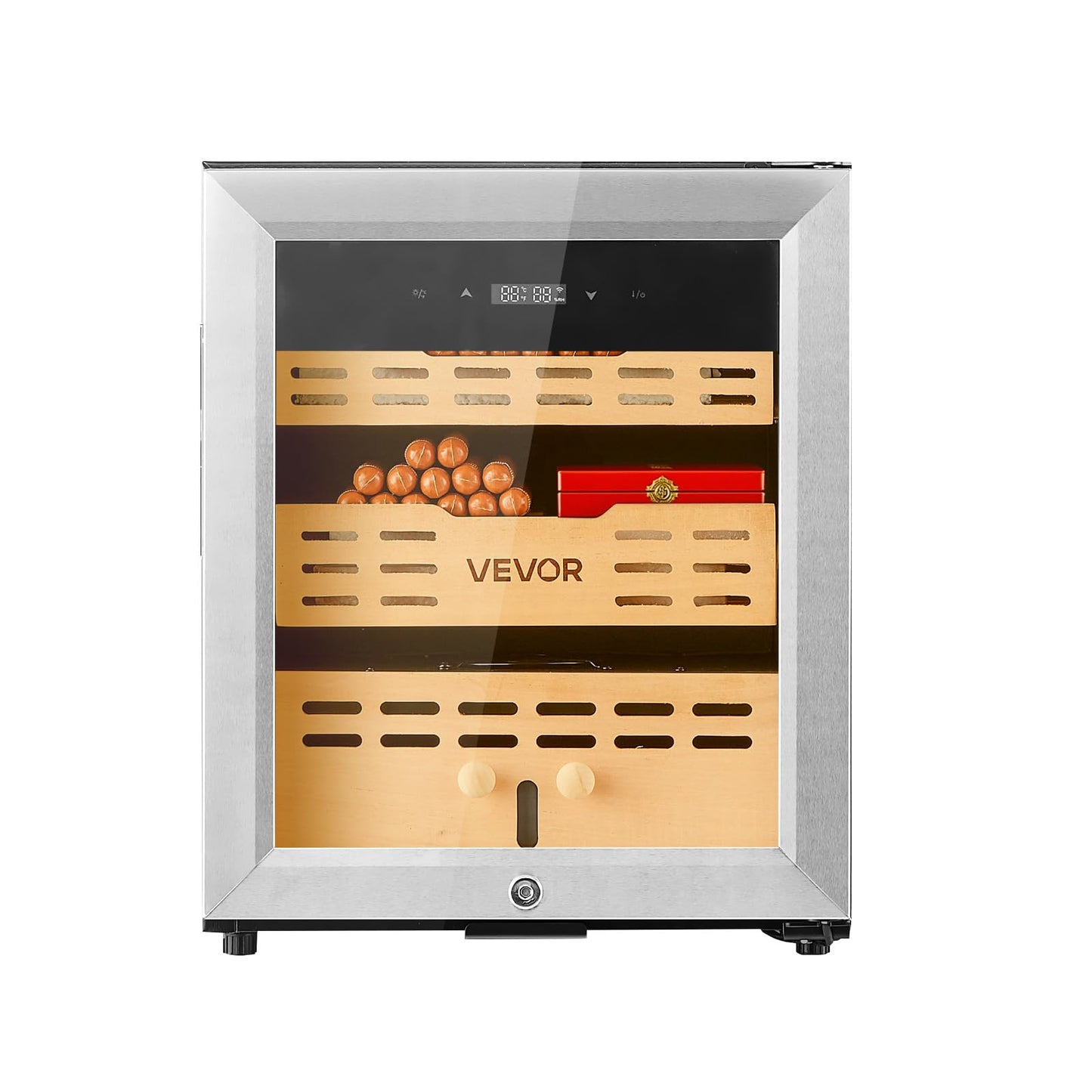 VEVOR 50L Electric Cigar Humidor Cabinet with Compressor Cooling & Cedar Shelves