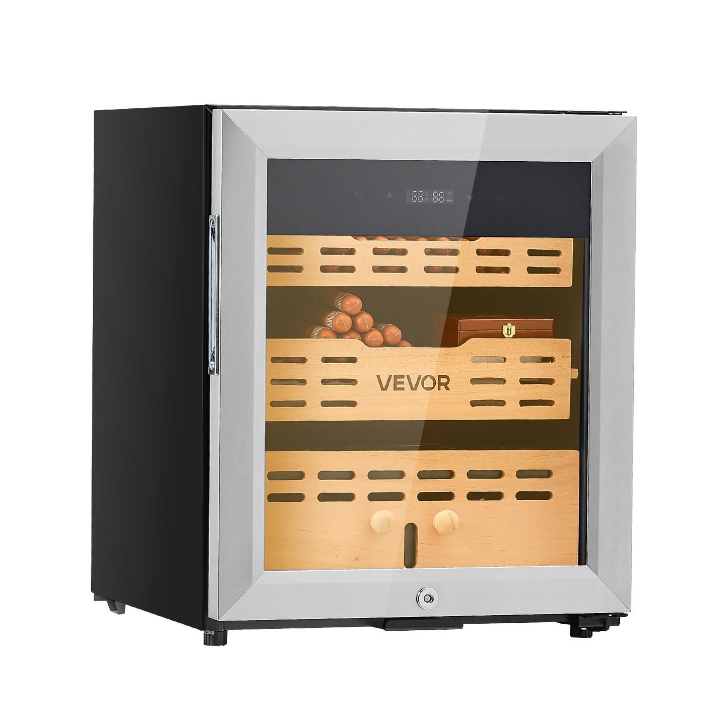 VEVOR 50L Electric Cigar Humidor Cabinet with Compressor Cooling & Cedar Shelves