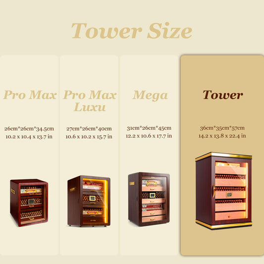 Luxury Desktop Cigar Humidor Cabinet with Digital Hygrometer & Cedar Drawers