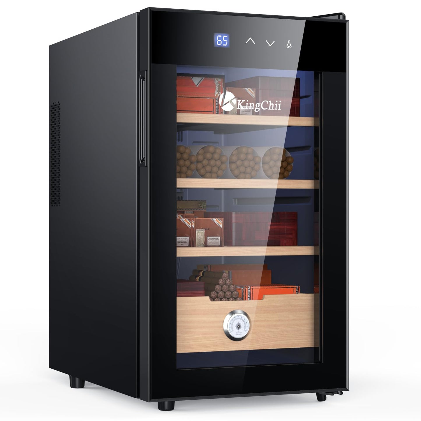 KingChii 48L Electric Cigar Humidor with Temperature Control & Cedar Shelves