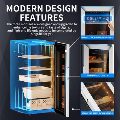 KingChii 60L Electric Cigar Humidor with Compressor Cooling & Humidity Control
