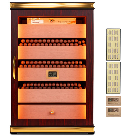 Luxury Desktop Cigar Humidor Cabinet with Digital Hygrometer & Cedar Drawers