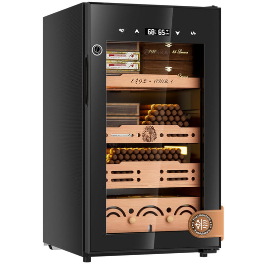 75L Electric Cigar Humidor Cabinet with Fingerprint Lock & Climate Control