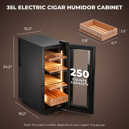 Glencreag 35L Electric Cigar Humidor with Thermoelectric Cooling & LED Lighting