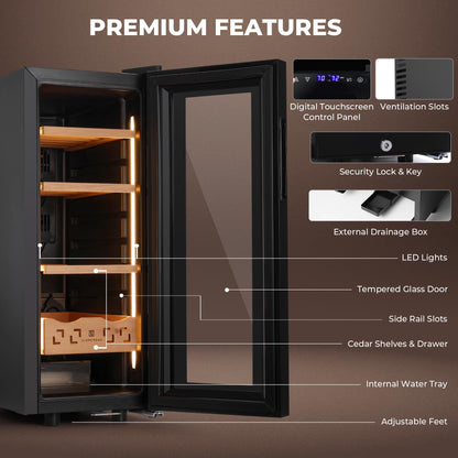 Glencreag 35L Electric Cigar Humidor with Thermoelectric Cooling & LED Lighting