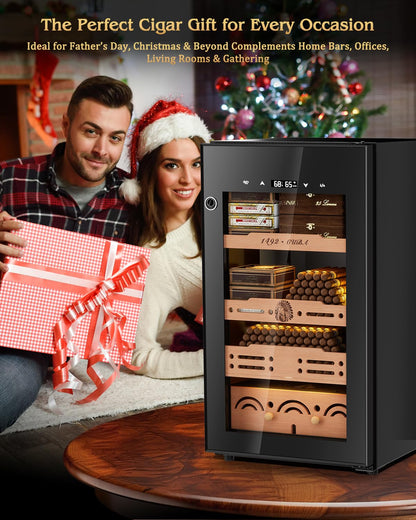75L Electric Cigar Humidor Cabinet with Fingerprint Lock & Climate Control
