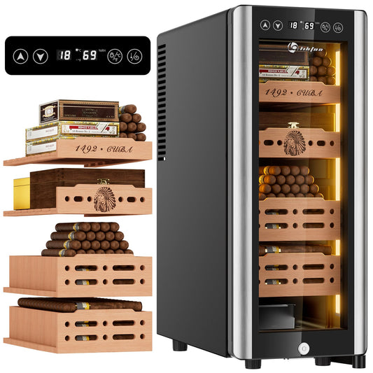 LIHTUN 35L Electric Cigar Humidor Cabinet with Digital Display & Cedar Shelves