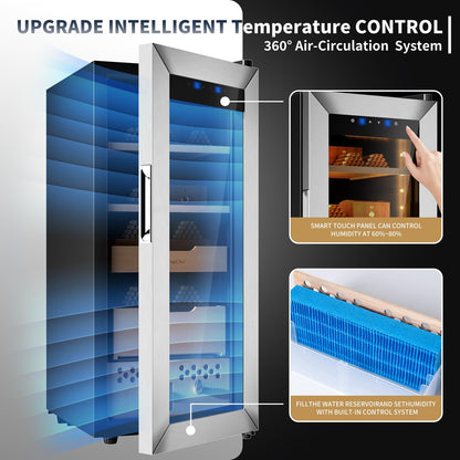 KingChii 60L Electric Cigar Humidor with Compressor Cooling & Humidity Control