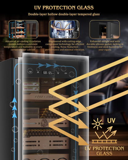 FANKAI 105L Electric Cigar Humidor Cabinet for Up to 900 Cigars