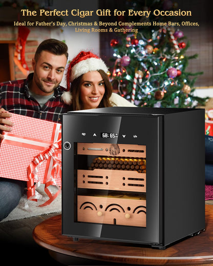 FANKAI 50L Electric Cigar Humidor with Fingerprint Safety Lock & LED Screen