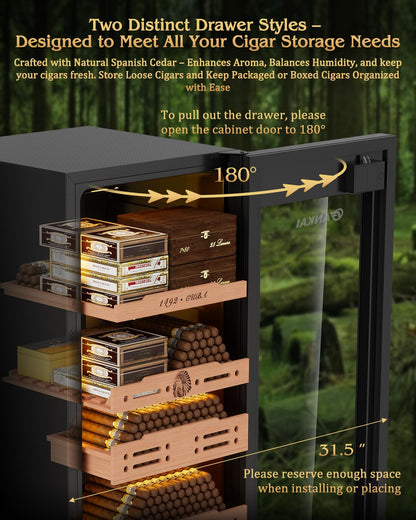 FANKAI 105L Electric Cigar Humidor Cabinet for Up to 900 Cigars
