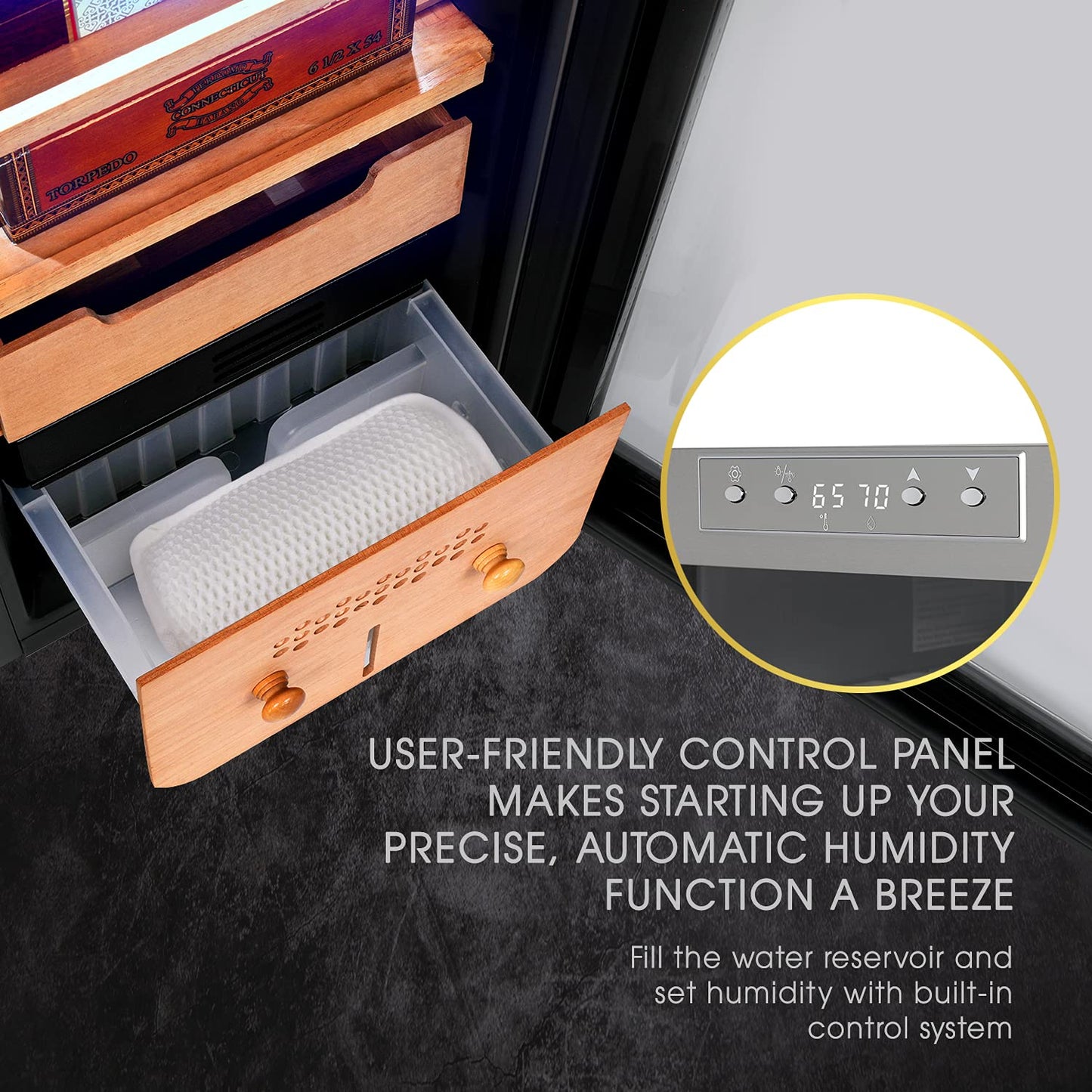 SCHMÉCKÉ 250-Count Electric Cigar Humidor with Cooling, Heating & Humidity Control
