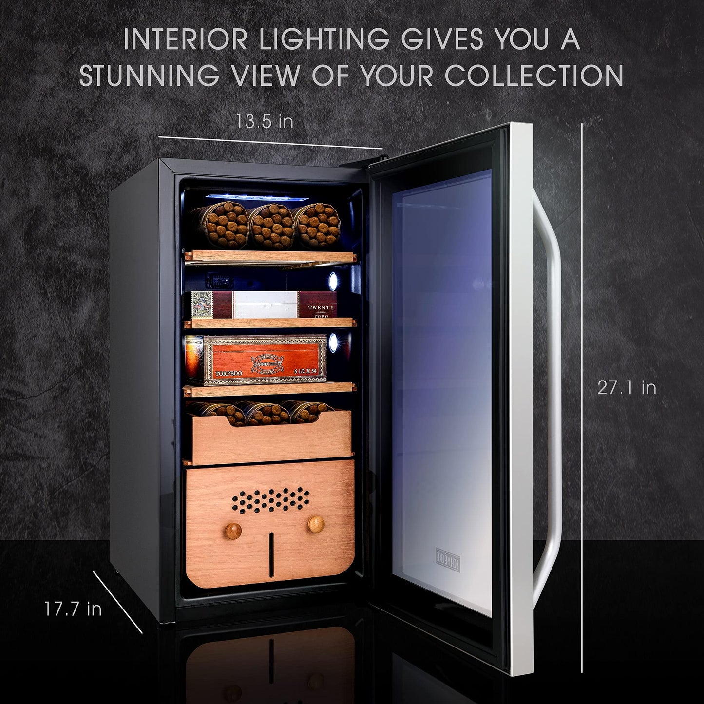 SCHMÉCKÉ 250-Count Electric Cigar Humidor with Cooling, Heating & Humidity Control
