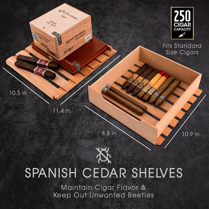 SCHMÉCKÉ 250-Count Electric Cigar Humidor with Cooling, Heating & Humidity Control
